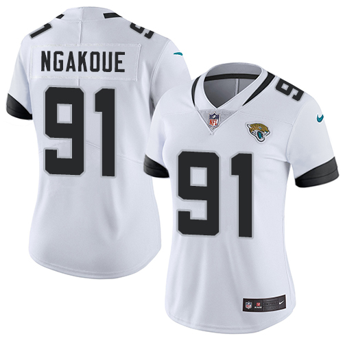 Nike Jacksonville Jaguars #91 Yannick Ngakoue White Women Stitched NFL Vapor Untouchable Limited Jersey->women nfl jersey->Women Jersey